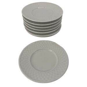 Set 8 Wicker Oneida 6-1/8" Bread & Butter Dessert Plates Basketweave Stoneware